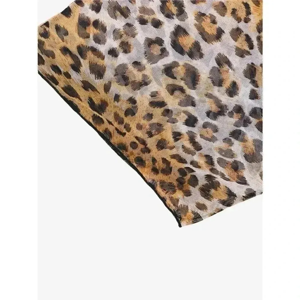 NWOT Jordan Taylor Cheetah Womens Sheer  V-Neck Elastic Waist Cover-Up - Image 2