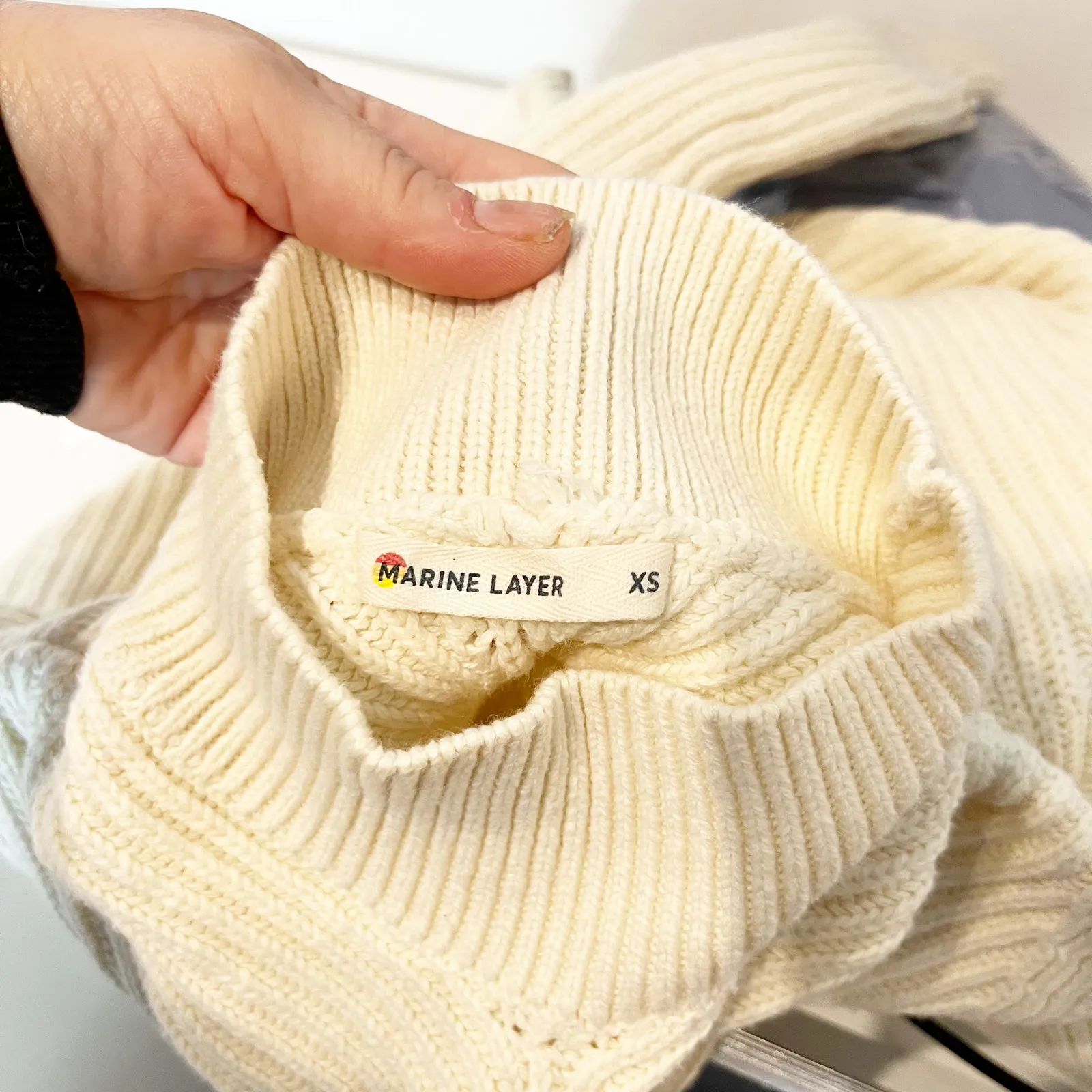 Marine layer  Skylar Mock Neck Knit Wool Blend Pullover Sweater Cream XS - Image 3