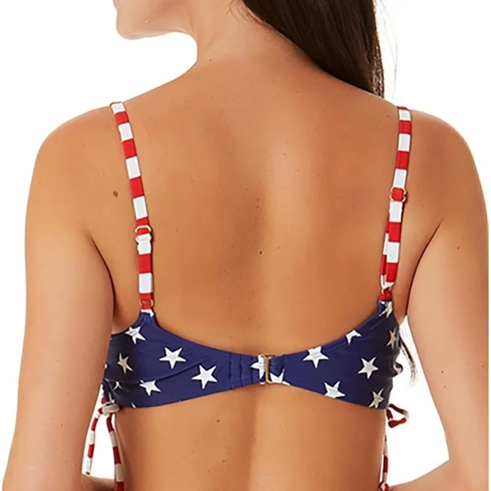 California Waves Blue and White Bikini with Star Pattern - Image 8