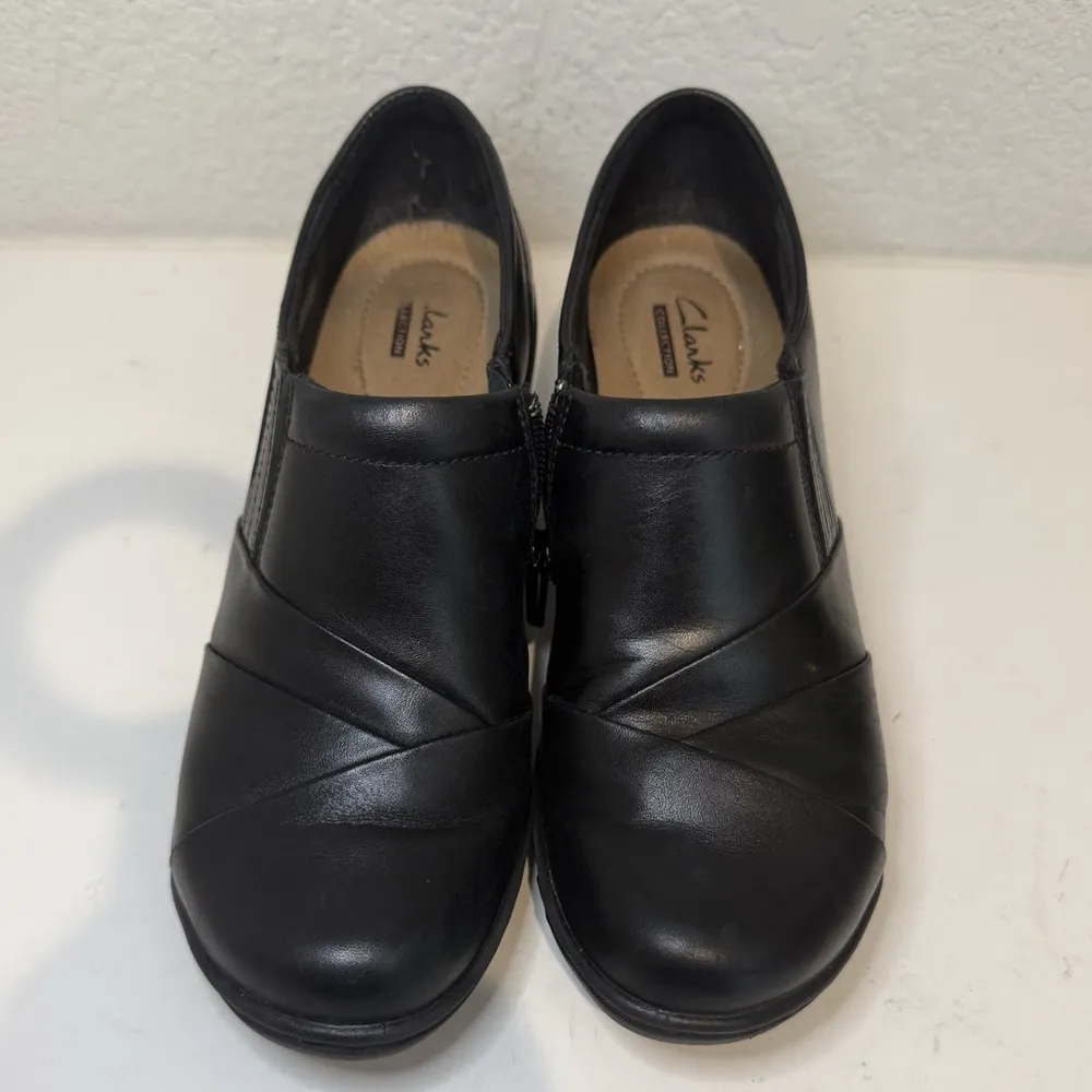 Clarks Channing Essa Clogs Slip On Black Leather Size 6.5 - Image 2
