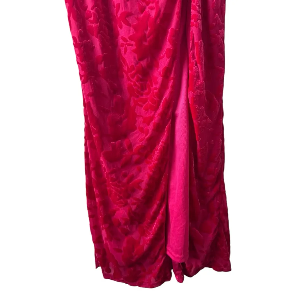 NWT Lulu’s Fabulous Darling Fuchsia Burnout Velvet Strapless Dress Size Small - Image 11