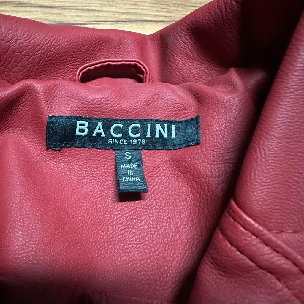 Baccini  Red Faux Leather Women's Jacket - Image 8
