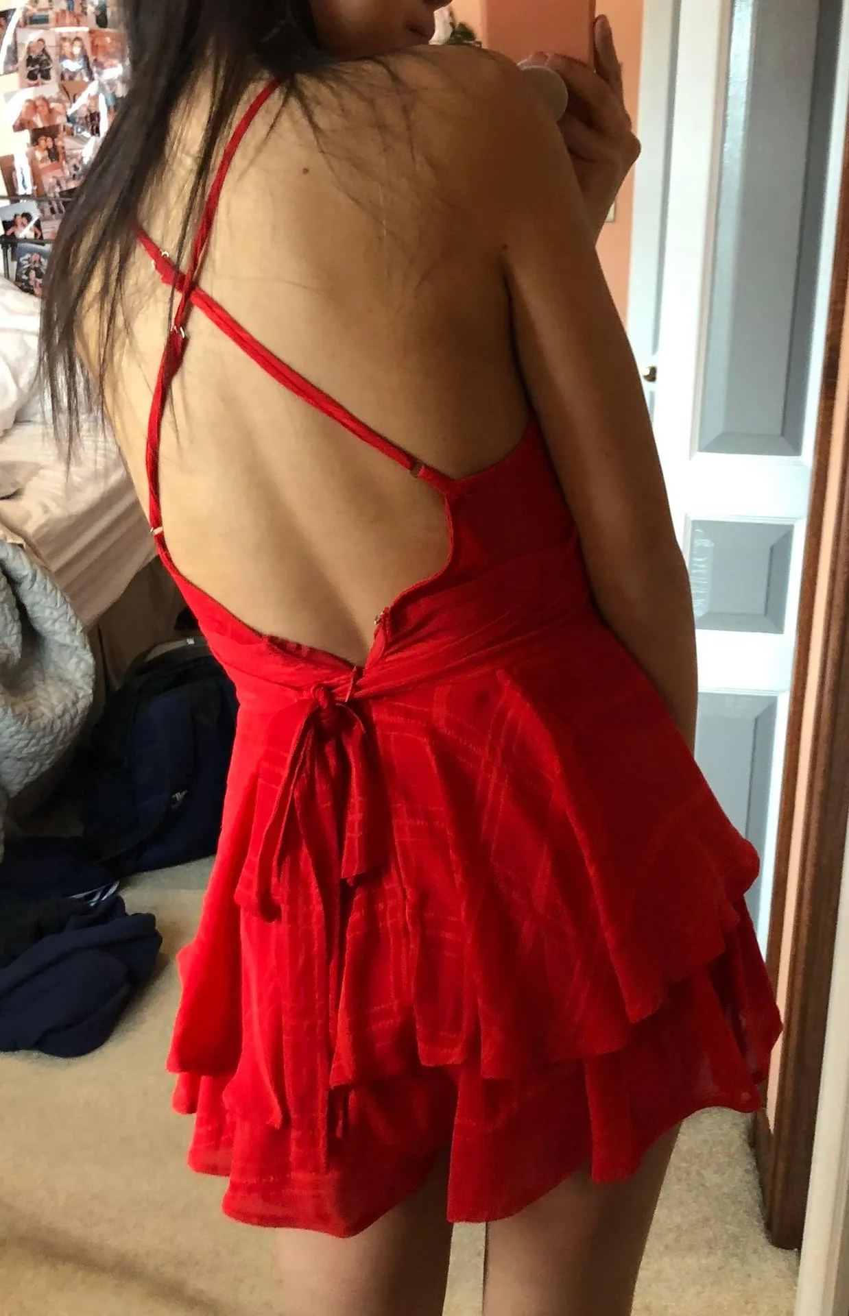 Pink Lily Red Ruffle Romper - Image 2