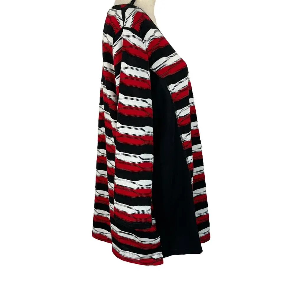 Allison Daley Plus 3X-Large Top Striped 3/4 Sleeve Round Neck Slits Stretch - Image 3