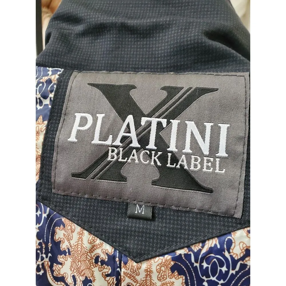 Platini Mens Black Cotton Single Breasted 2 Button Jacket Coat Size Medium - Image 8