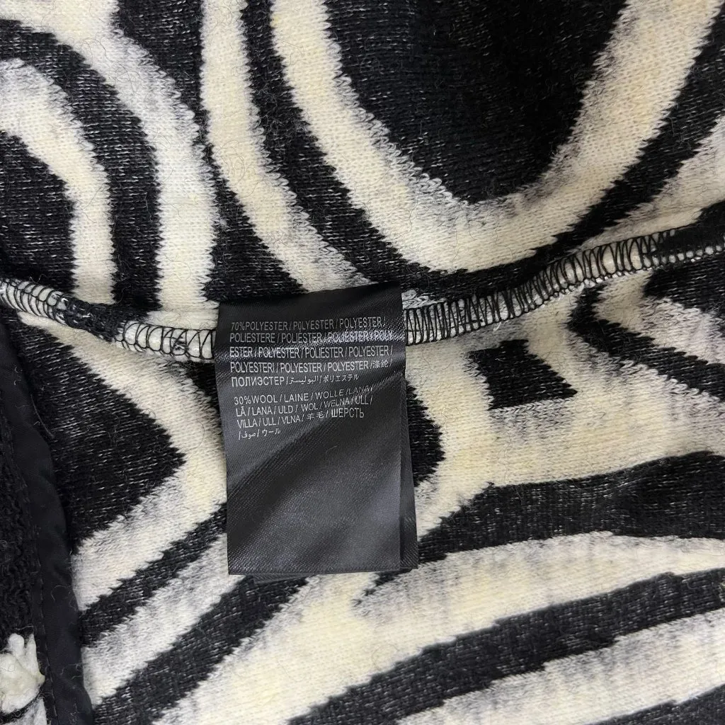 NWOT Farm Rio Wool Blend Wild Hearts Tie-Belt Fleece Coat Size L Black White - Image 8