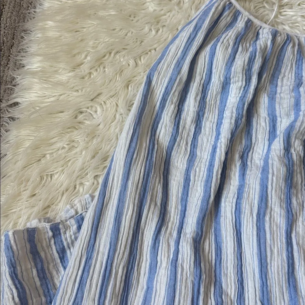 H&M Divided Tie Detail Easy Wear Midi Dress Blue and White Stripe - Image 11