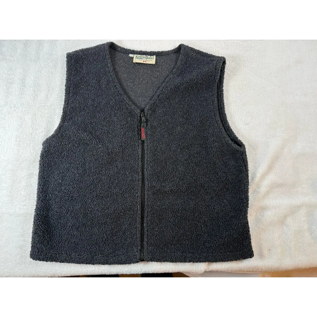 Vintage Kelly Sport Yukon Fleece Vest Women’s Medium Gray Zip Up Made in Canada - Image 3