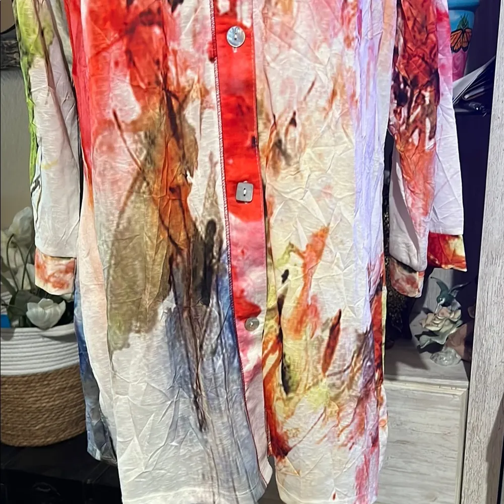 Parsley & Sage Artistic Red and Green Shirt size L Size L - Image 2