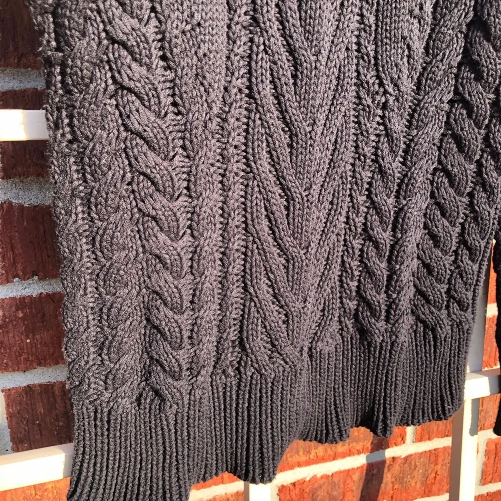 Zara Knit Turtleneck Sweater Cable Knit Black Small - Image 3