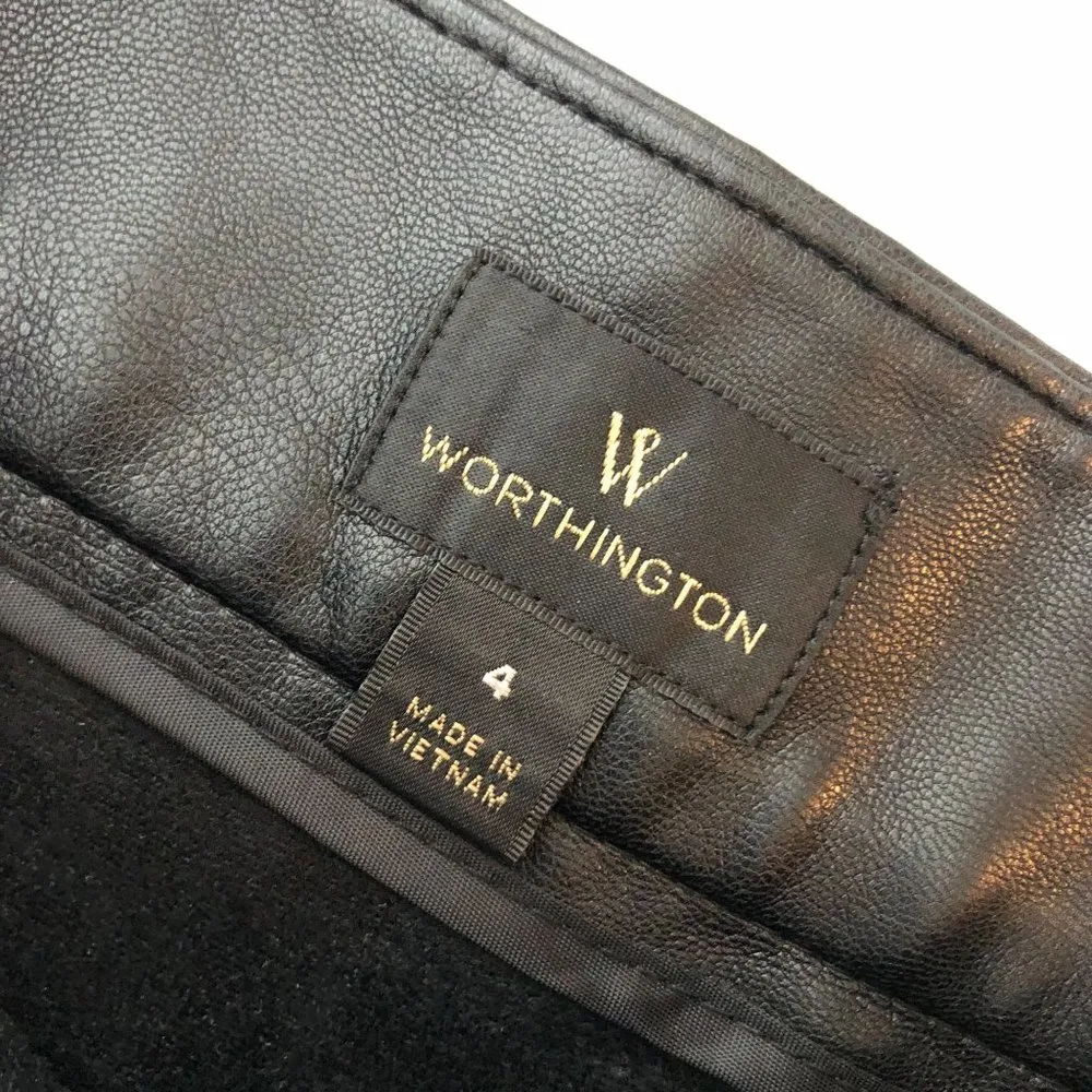 Worthington Womens Faux Leather Skirt A Line Grommet Laces Black 4 - Image 4