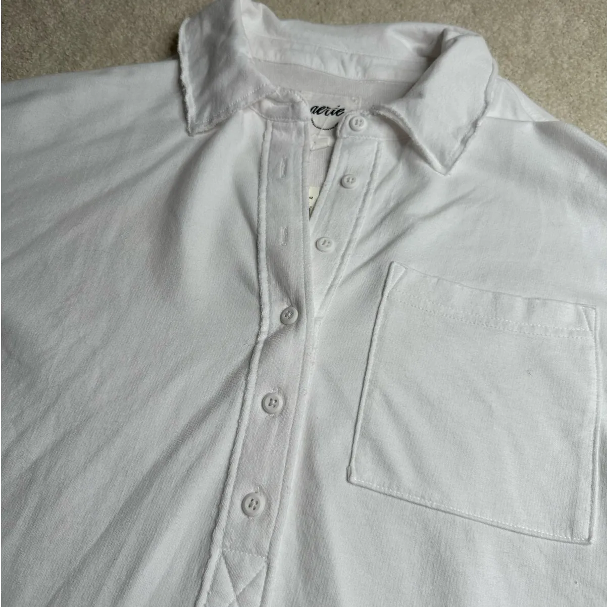 Aerie: White Collared Oversized Sweatshirt - Image 6