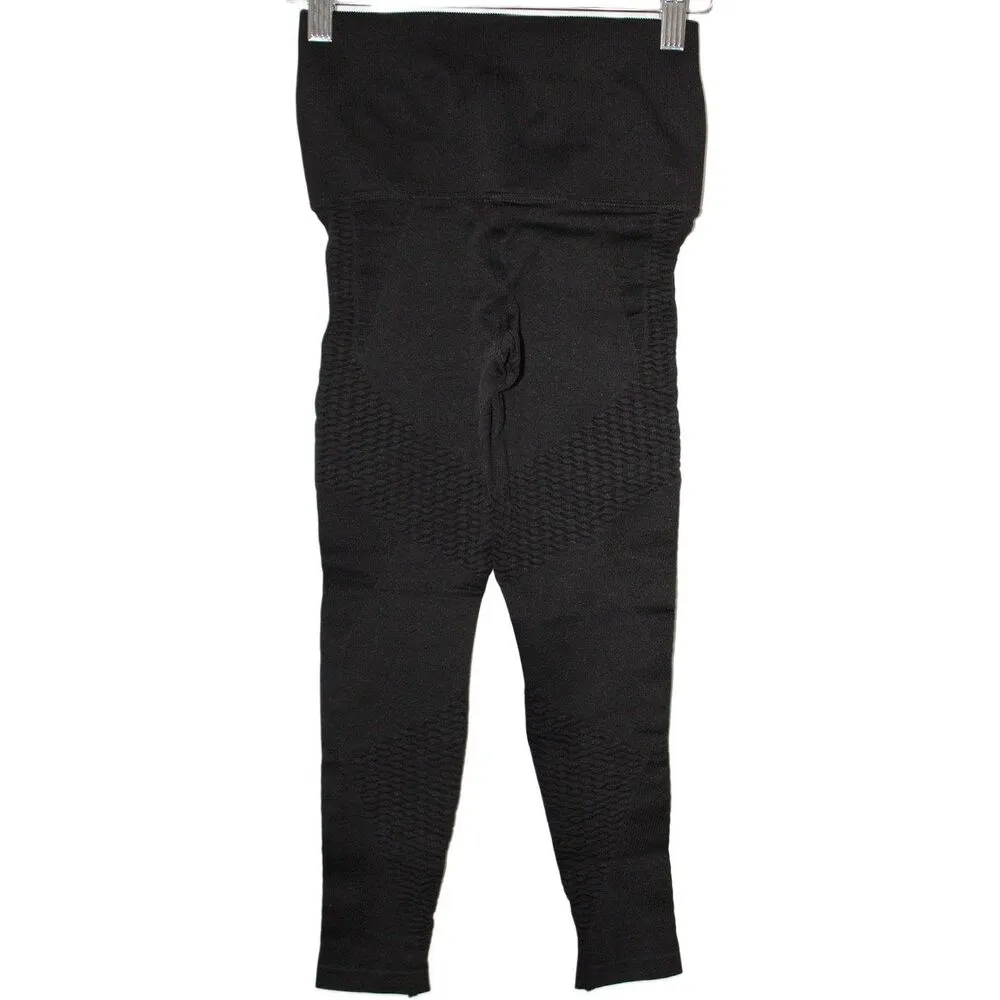 Womens NUX Black High Waist Textured Compression Cropped Leggings Size XS NWOT - Image 2