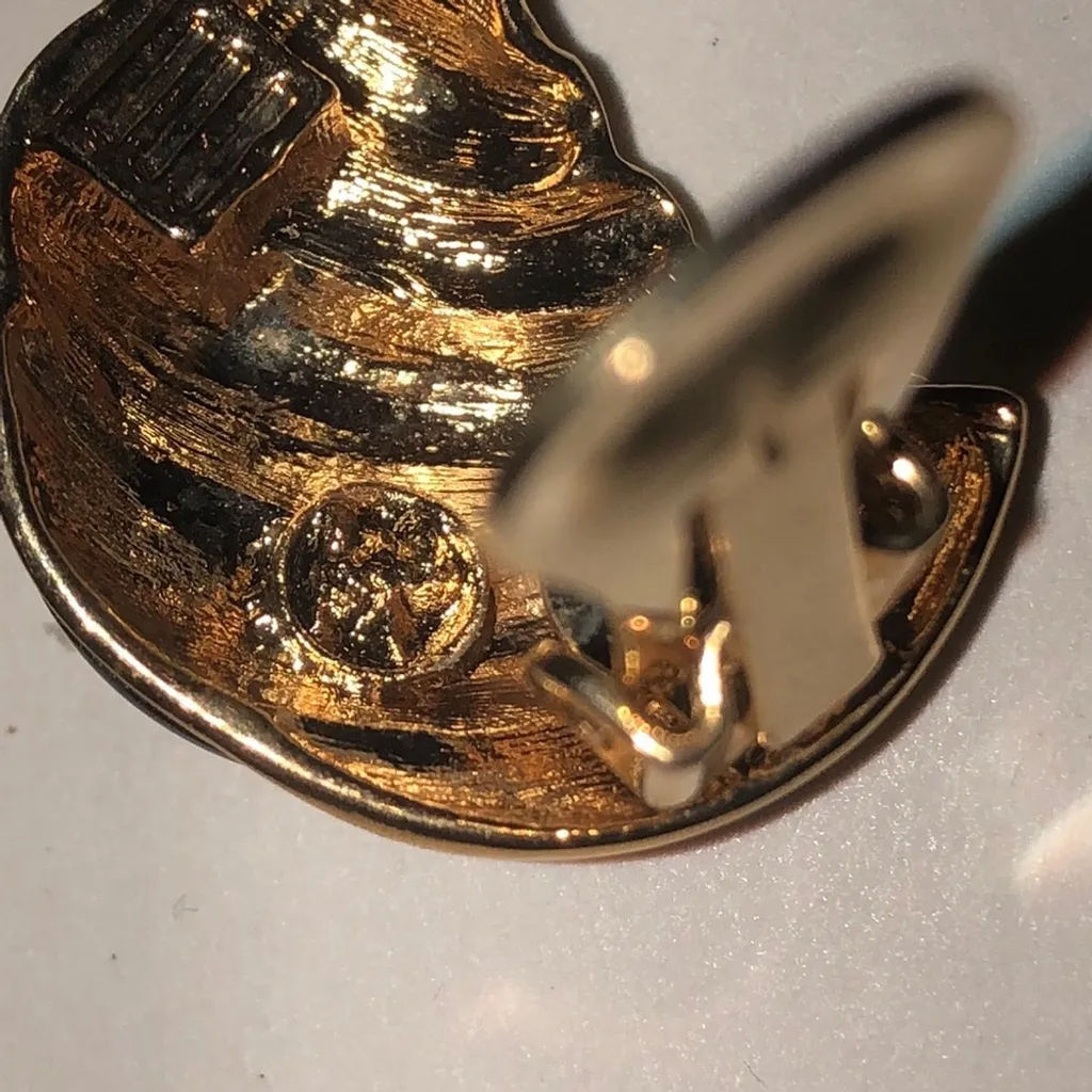 Angel Brand Vintage Black Enamel and Gold Tone Rhinestone Earrings - Image 6