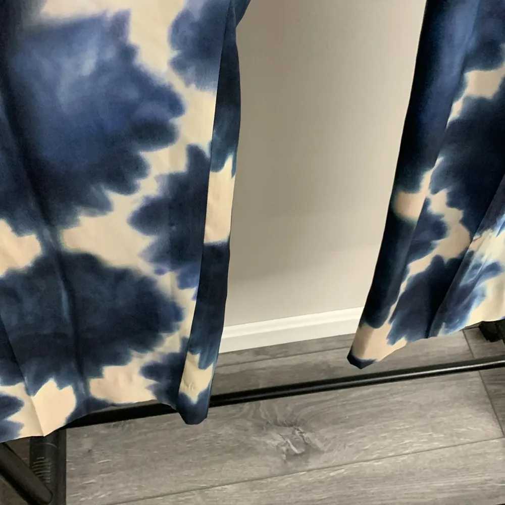 Zara Blue and White Silky Wide Leg Pants Size XL - Image 5