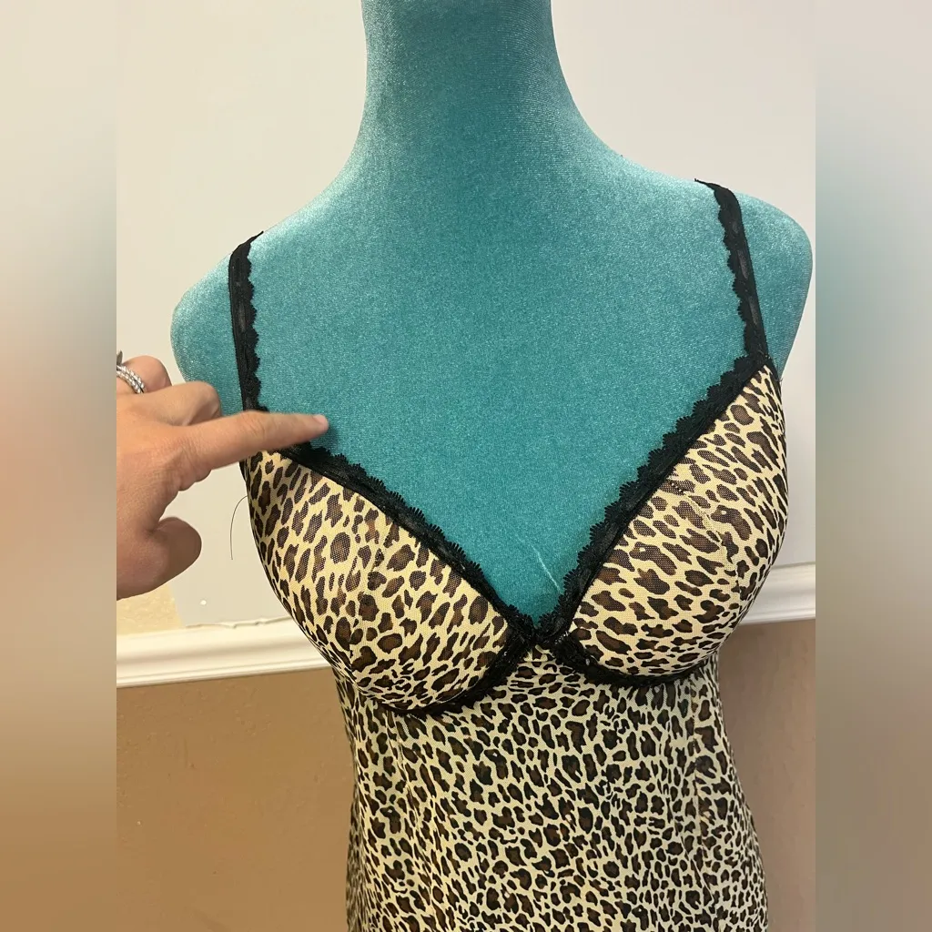 RAMPAGE‎ Intimates Vintage Mesh Leopard Print Slip Dress Built-In Bra (C/D Cup) - Image 5