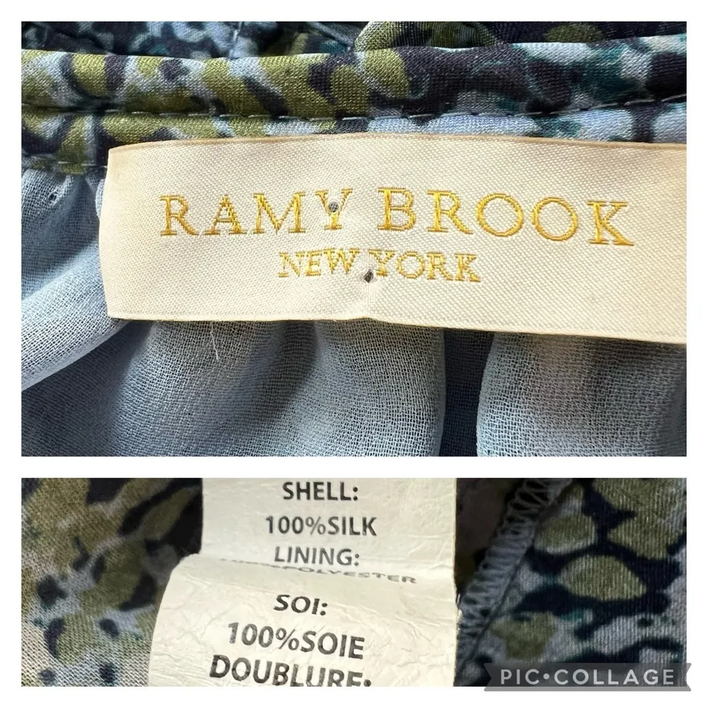 Ramy Brook Brinley Dress Mini Blouson Blue Sage Silk 8 Boho Chic Garden Party - Image 17