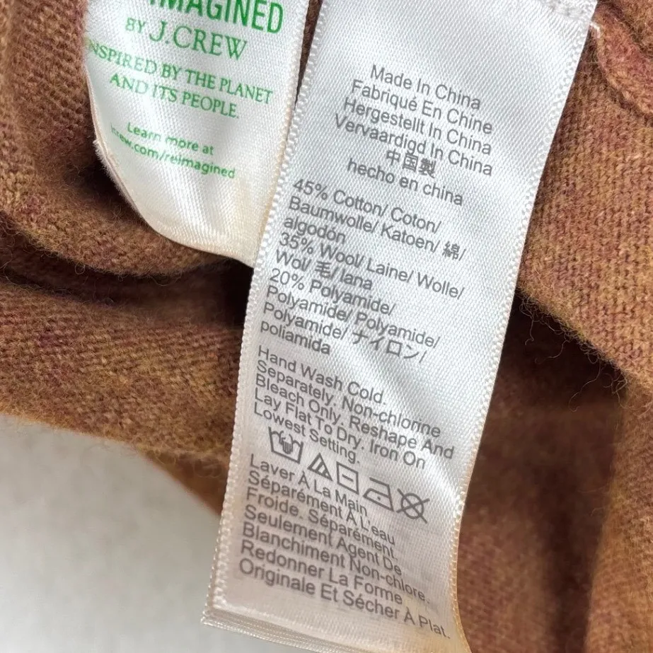 J. Crew Women's‎ M Wool Blend Brown V-Neck Long Sleeve Tunic Sweater Side Slit - Image 8