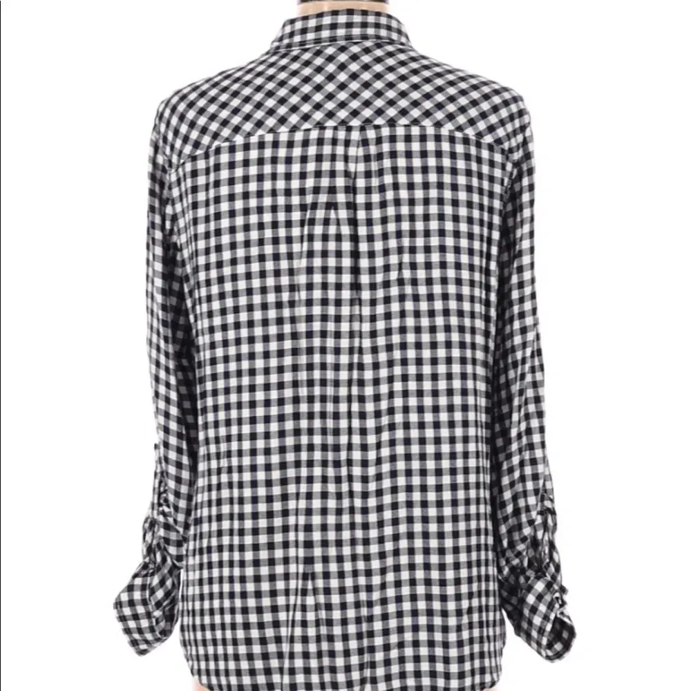 COMO VINTAGE large gingham floral flannel top - Image 2