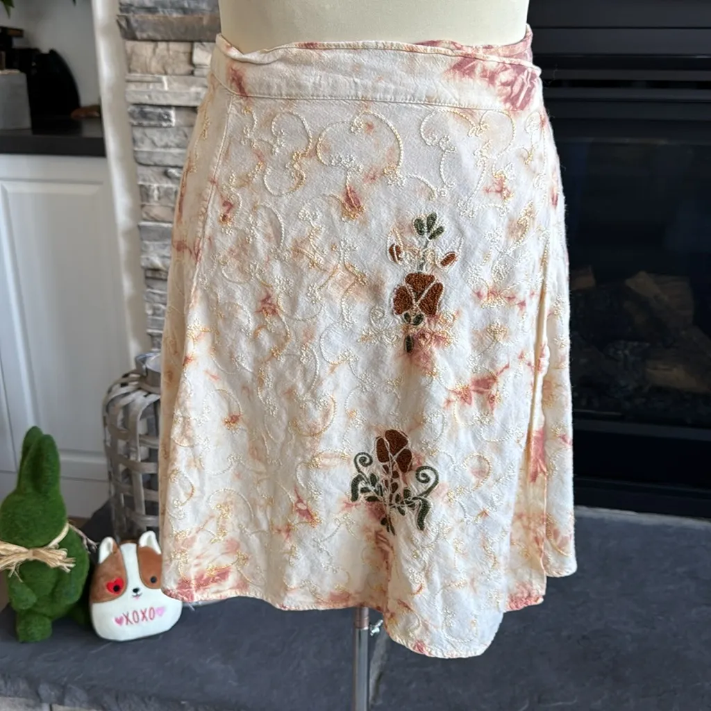 Bohemian embroidered tie dyed wrap mini shirt Yellow Size undefined - Image 10