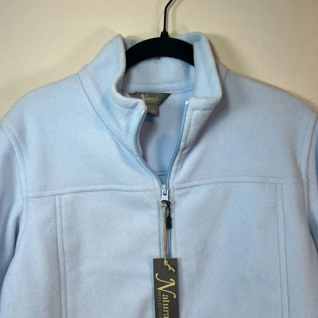 Natural Reflections Women's Full Zip Fleece Jacket Light Blue Zip Pockets Medium - Image 2