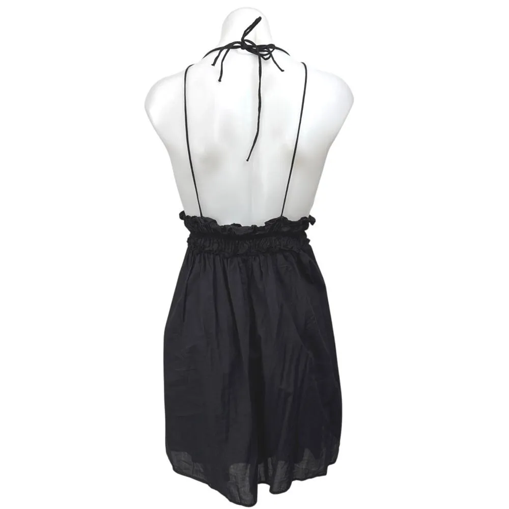 Zara Women's Black Sleeveless Smocked Ruffle Mini Cami Camisole Tank Dress Sz XS - Image 3