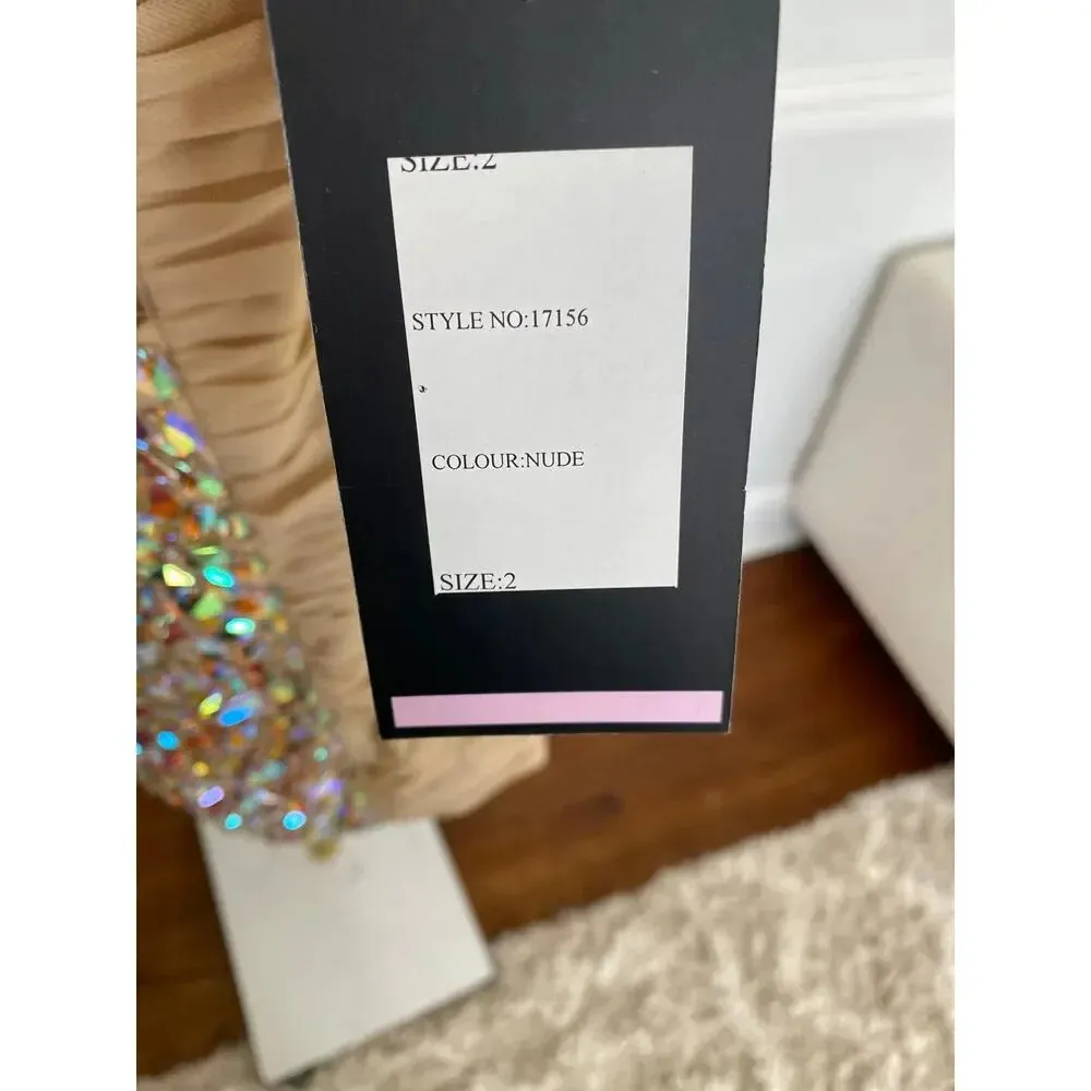 La Femme Cocktail Dress Sparkle Jeweled Ruched Party Wedding Bachelorette Rich - Image 15