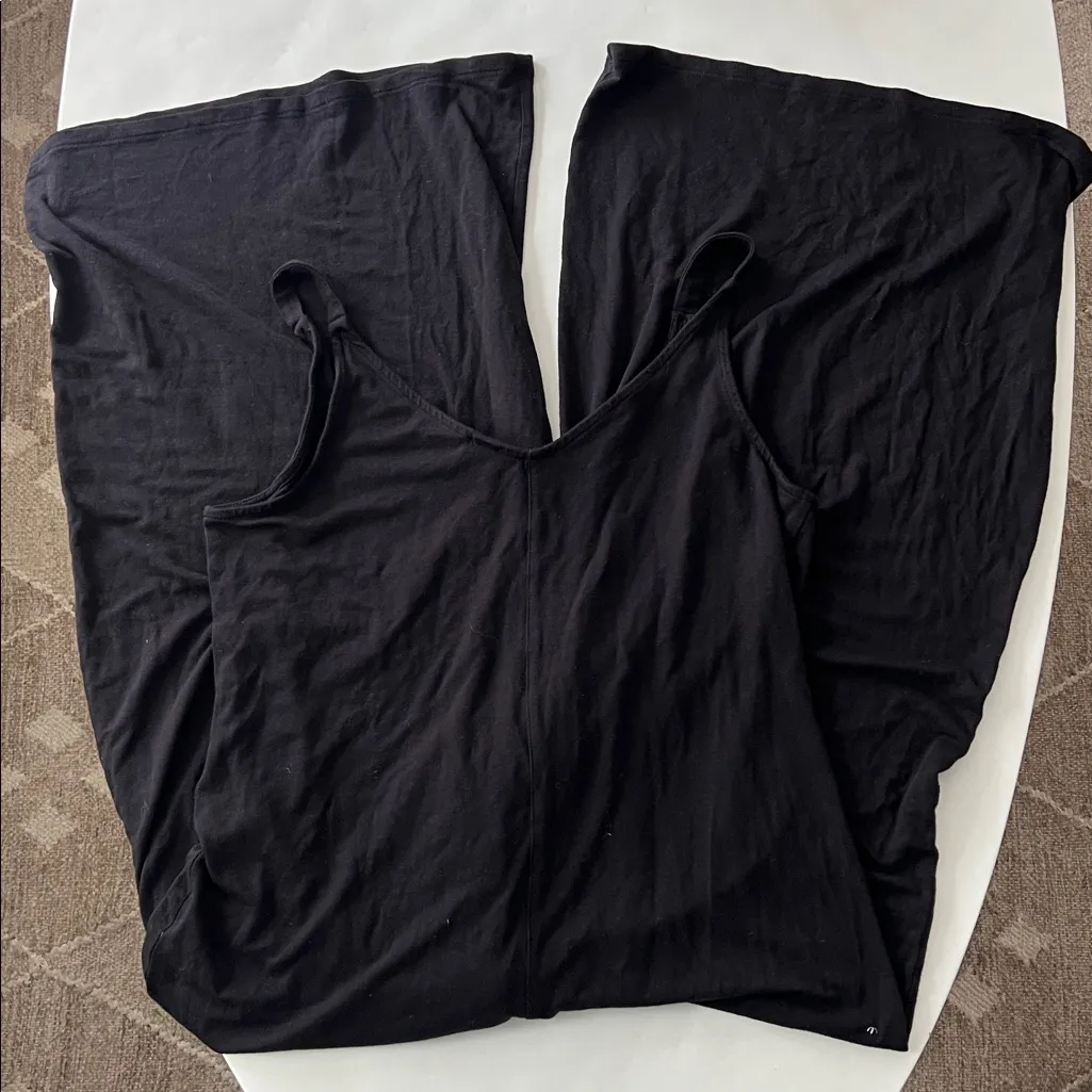 Athleta Nighttime Bliss V-Neck Sleep Romper Jumpsuit Oversized Wide Leg Black XS - Image 7