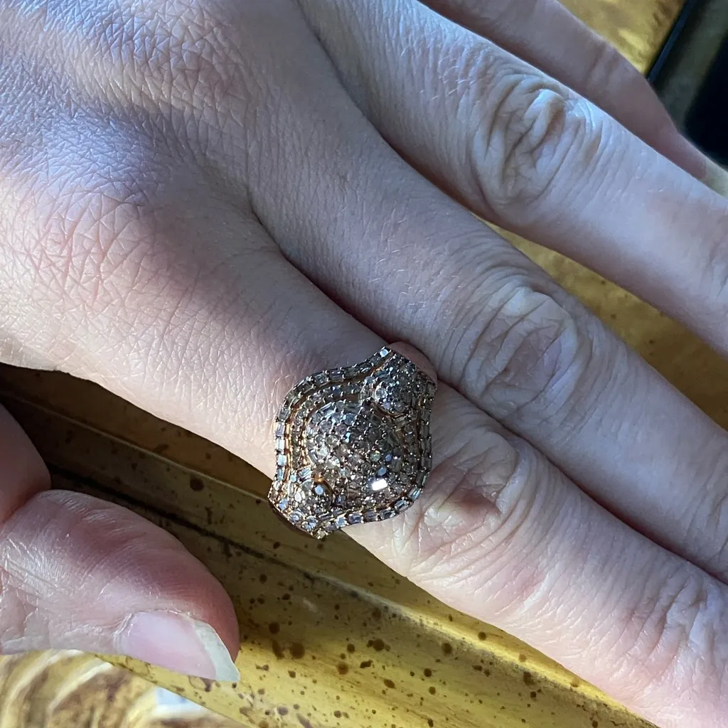 Natural Champagne Diamond Sterling Silver Ring Size 10 - Image 4