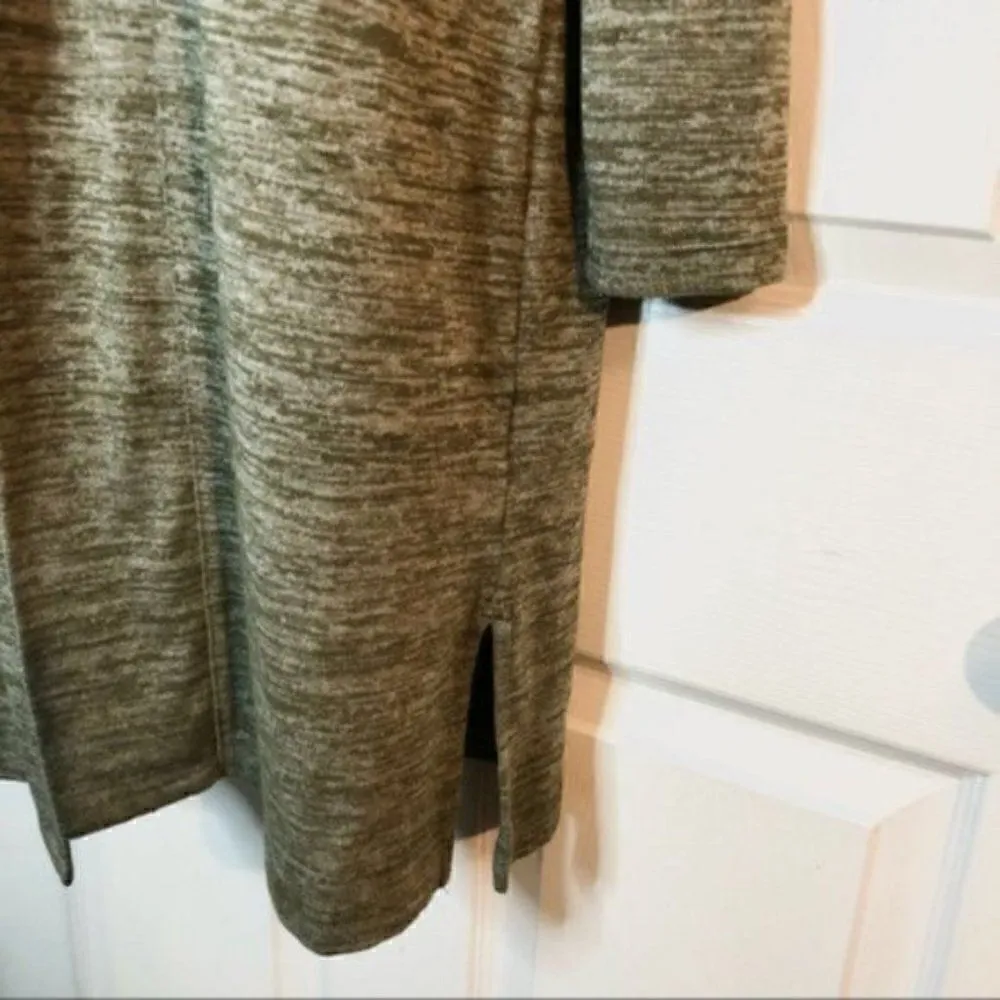 Lands End Marled Long Open T-Shirt Cardigan Green XS Green - Image 4