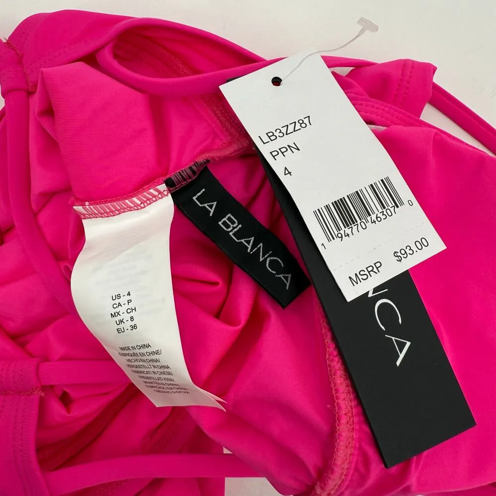LA BLANCA Tankini Top Size 4 Pink NWT Island Goddess Pop Pink Crossback Strappy - Image 5