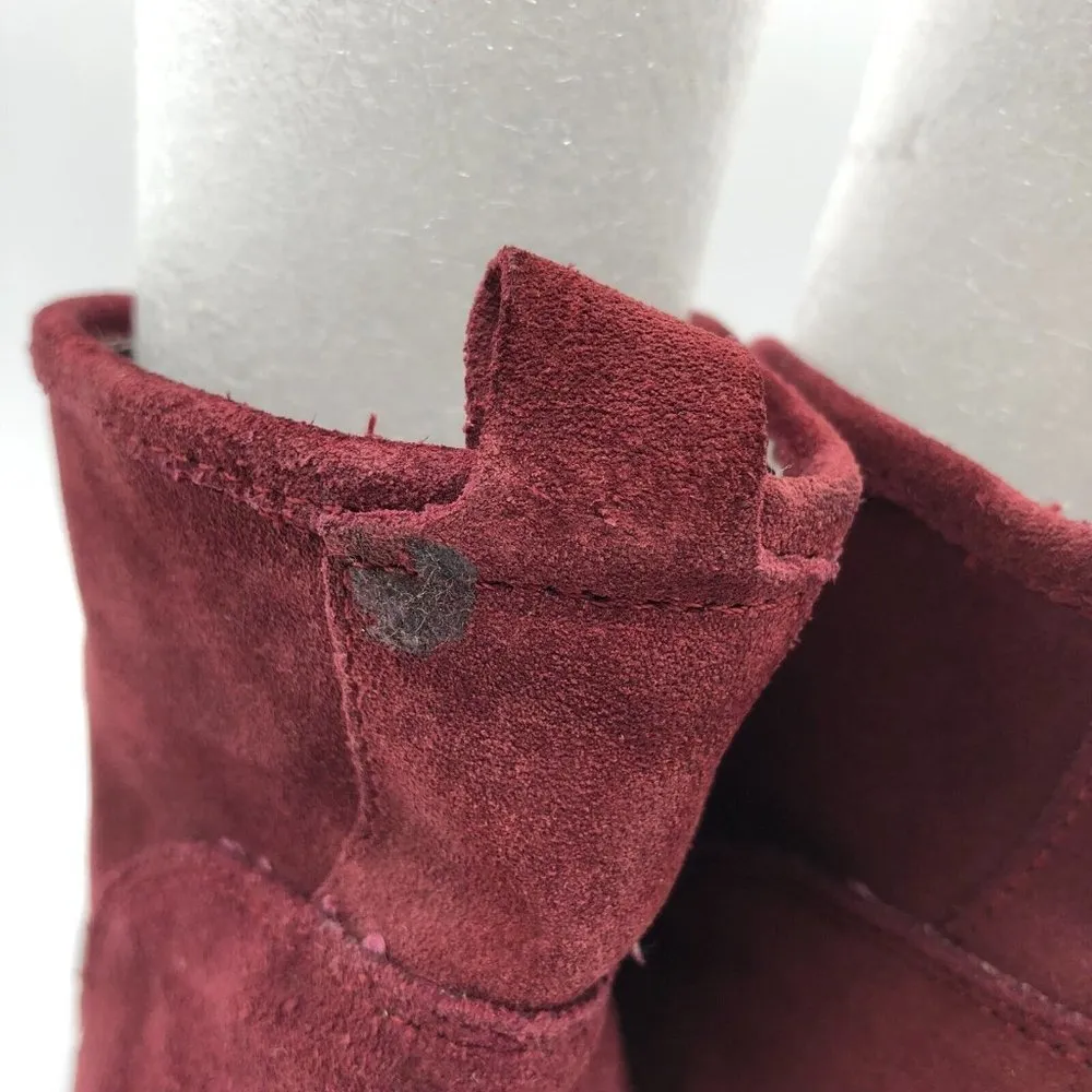 Chinese Laundry Womens Ankle Boots Booties Suede Slip On Block Heel Burgundy 6 - Image 6