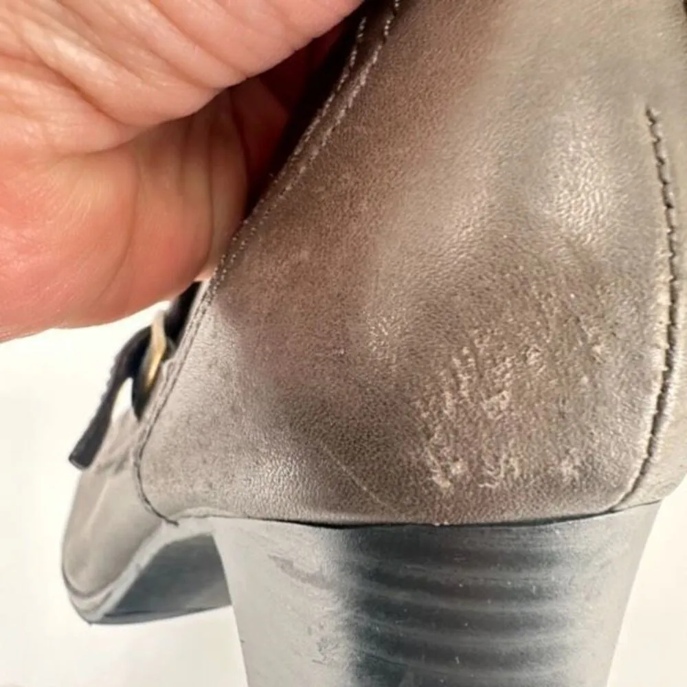 Clarks‎ Collection Women's Leather Block Heel Side Zip Pumps Heels Taupe Size 8M - Image 8