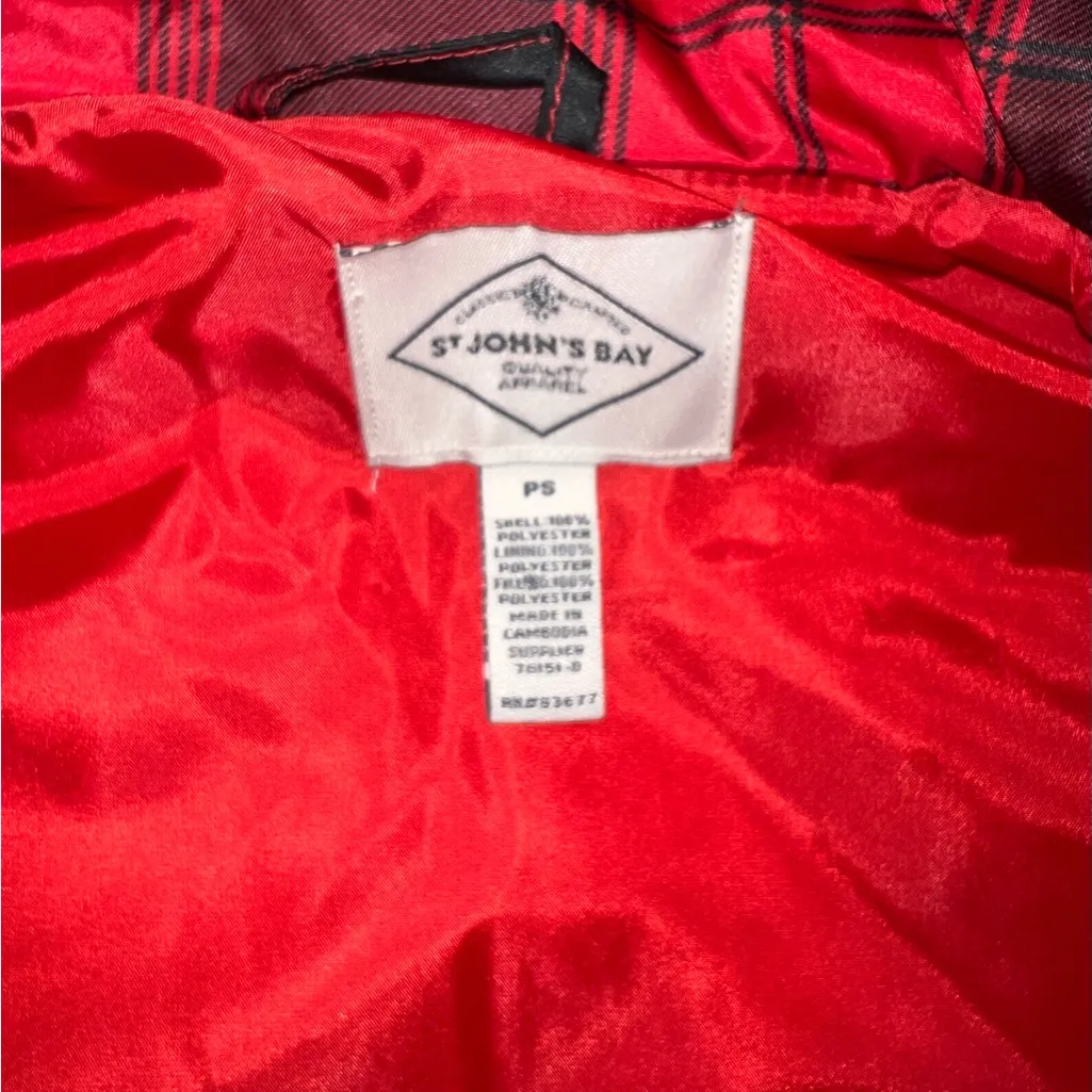 St. John's Bay Red Black Plaid Vest petite small - Image 3