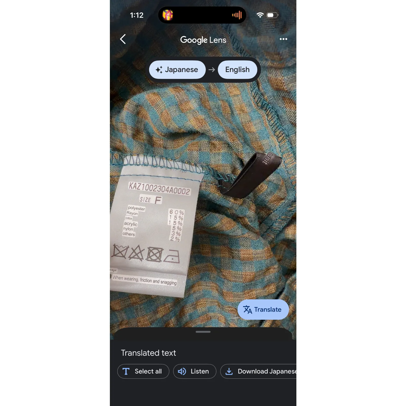 Kastane Japan Top Womens Medium Green Off Shoulder Gingham Green Olive Button Size undefined - Image 10