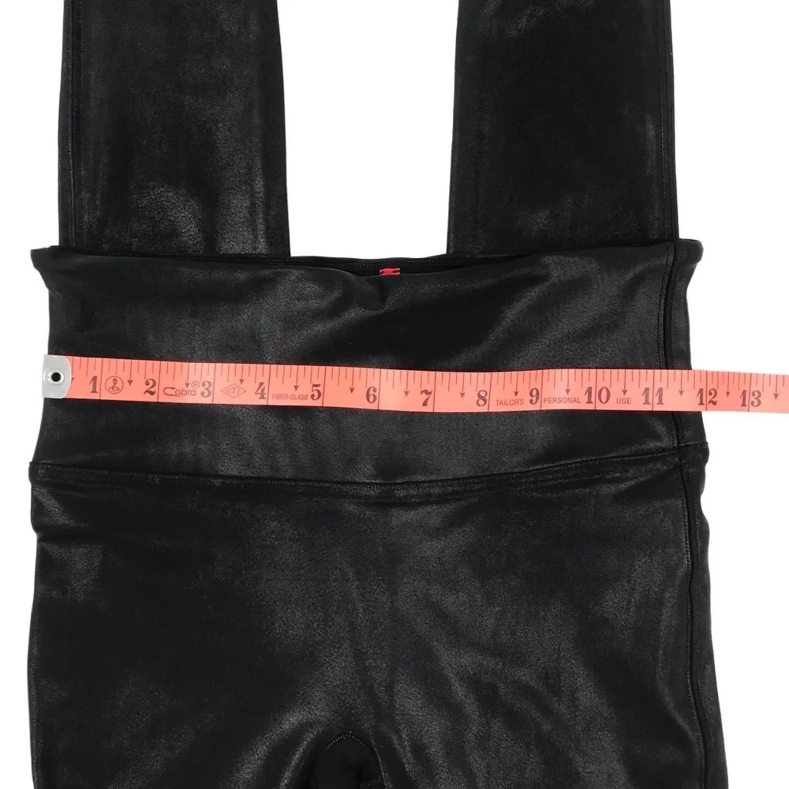 SPANX Faux Leather Leggings S Black Tummy Shaping Sporty Feminine Chick Matrix - Image 11