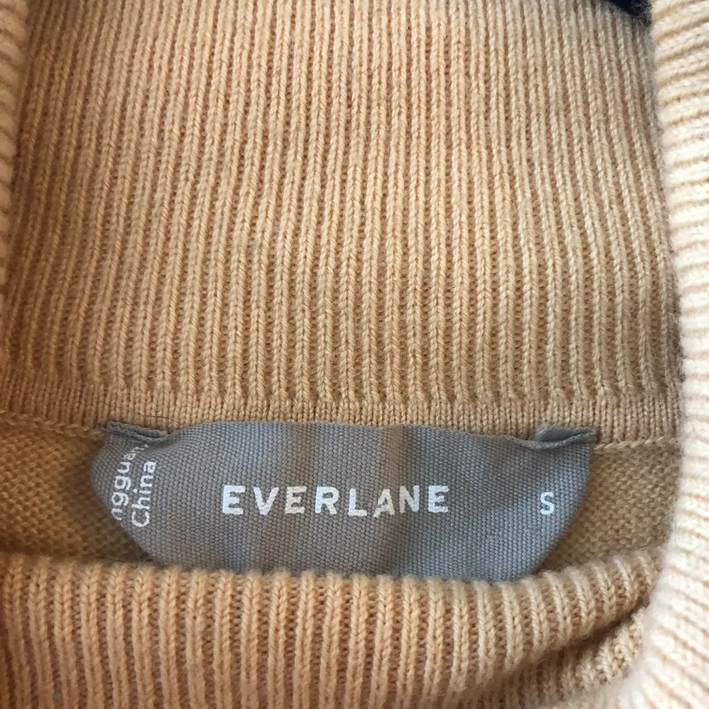Everlane Womens Turtleneck Short Sleeve Sweater In Wool Cotton Blend Beige S - Image 3