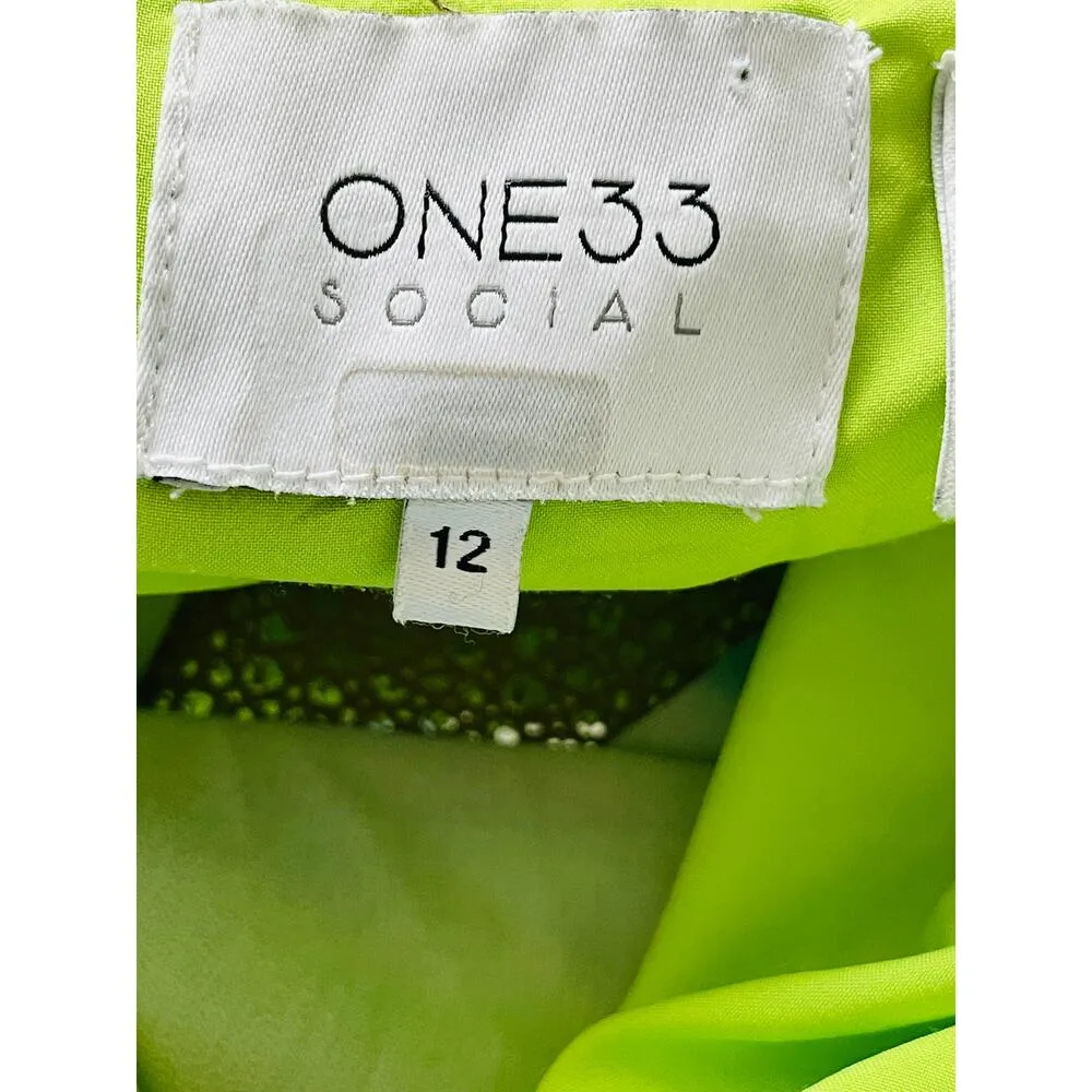 One33 Social The Barrett Ikat Maxi Gown Blue Lime Long Dress Size 12 - Image 7
