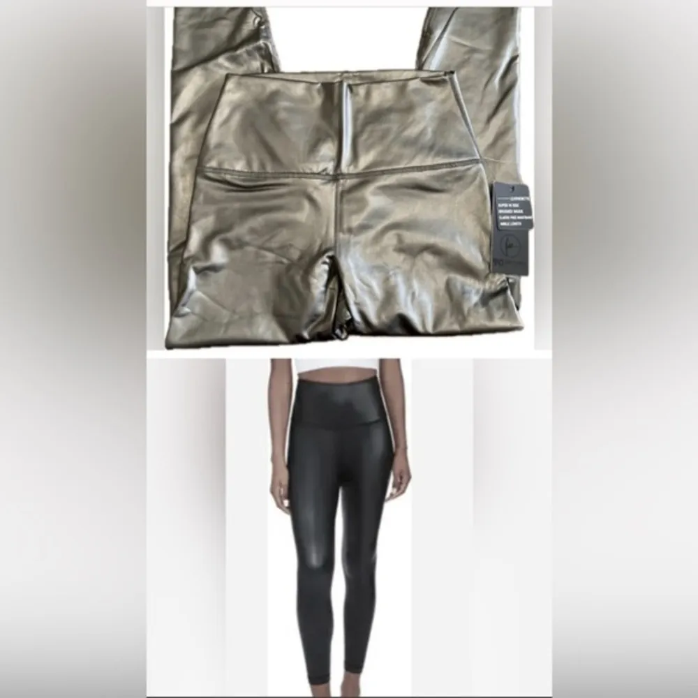 NWT 90Degree by Reflex Super High Rise L Leatherette Leggings Gray Size L - Image 5