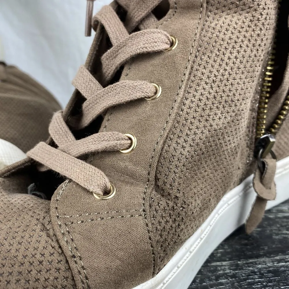 Steve Madden Tan & White Lynn Hi Top Lace & Zip Platform Sneaker Shoe 9 - Image 6
