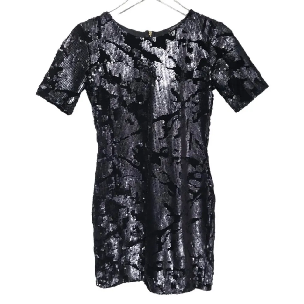 TopShop Short Sleeve Sequins Velvet Mini Dress in Black As Styled On Beyonce - Image 12