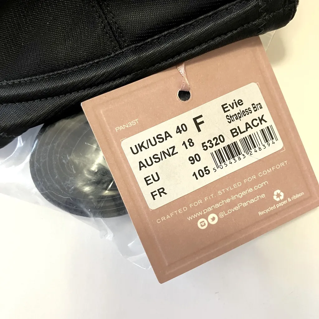 Panache Evie Strapless Black Bra 40F NWT - Image 7