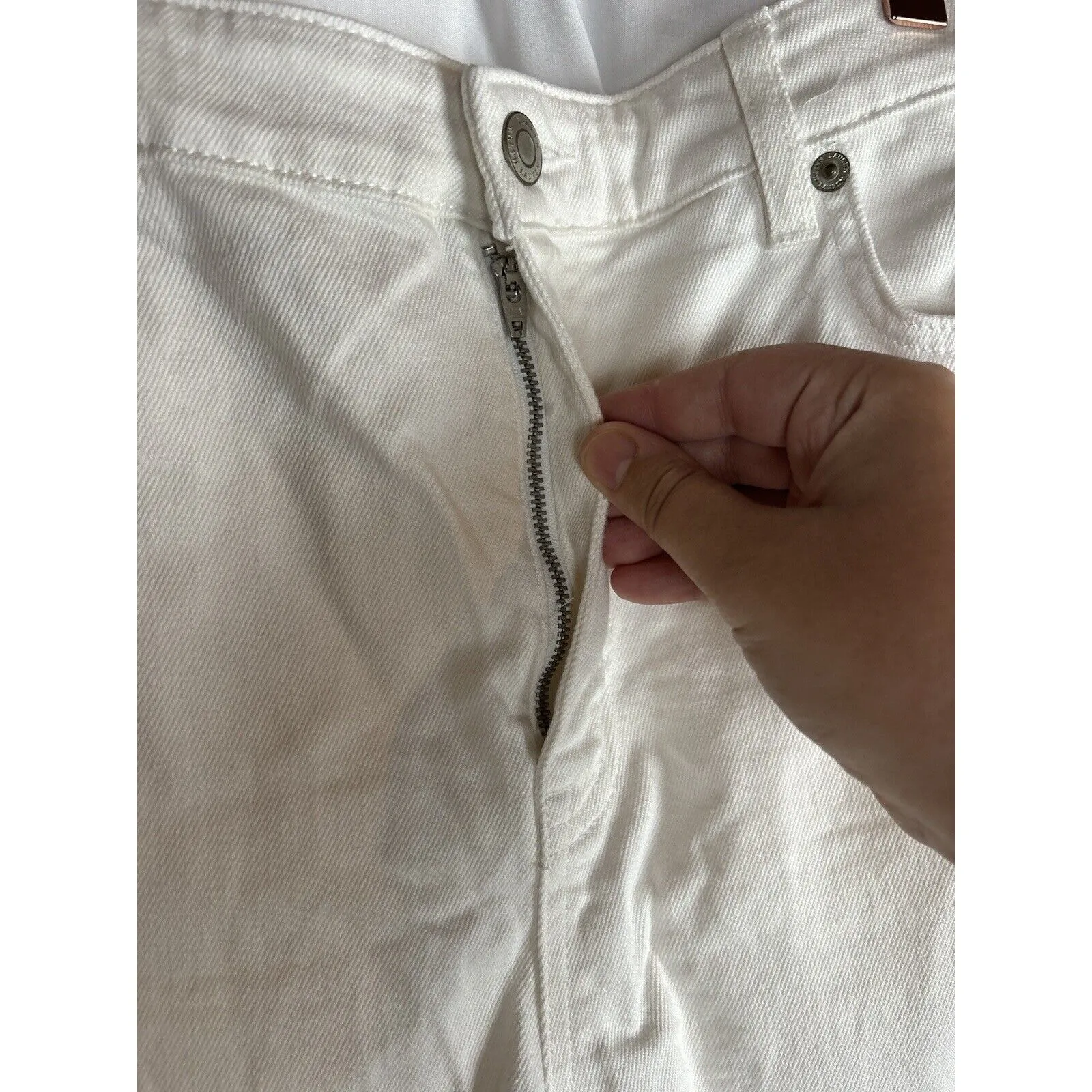 Lauren Ralph Lauren Shorts Mom Jeans Cotton Size 14 White‎ High Waist Cut Offs - Image 4