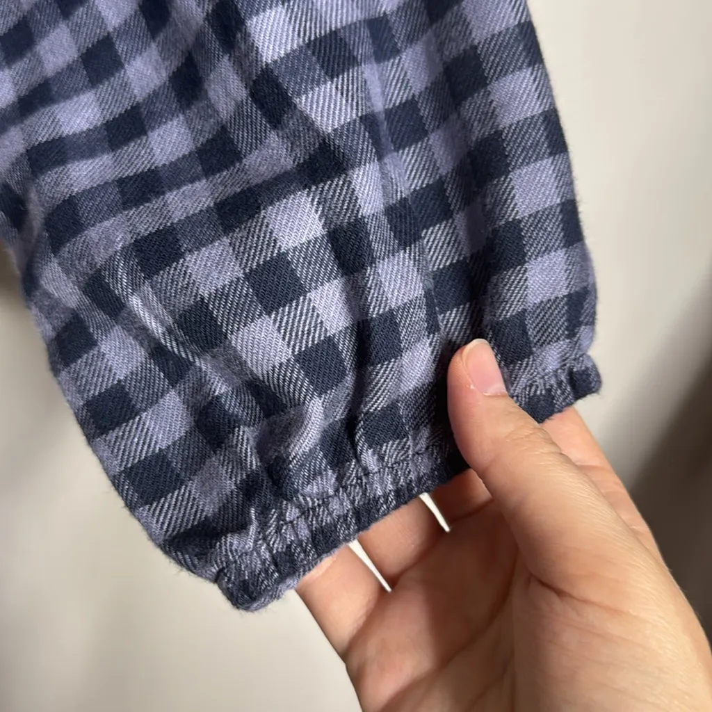 Maurices Buffalo Checkered Navy Purple Long Sleeve Notch Neck Blouse size S - Image 6