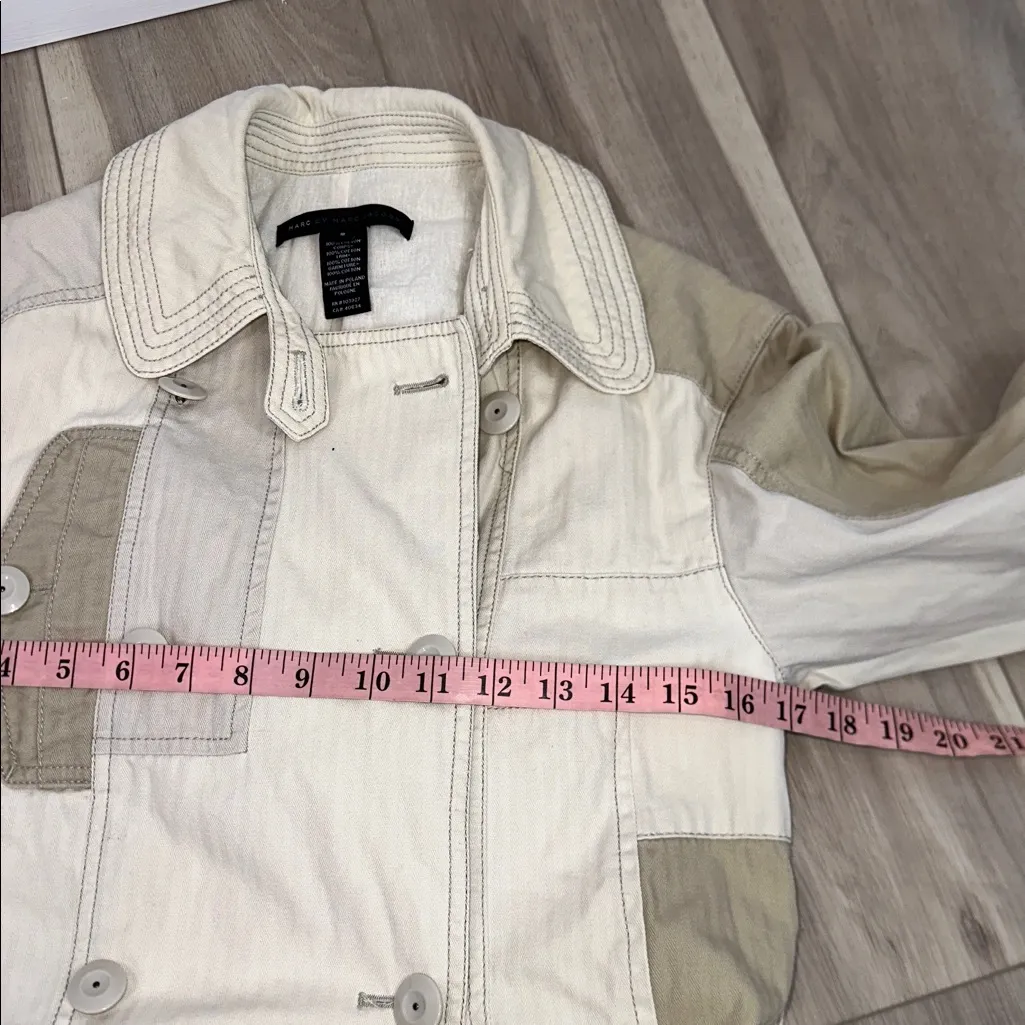 Marc by Marc Jacobs beige patchwork long cotton belted coat size Small - Image 7