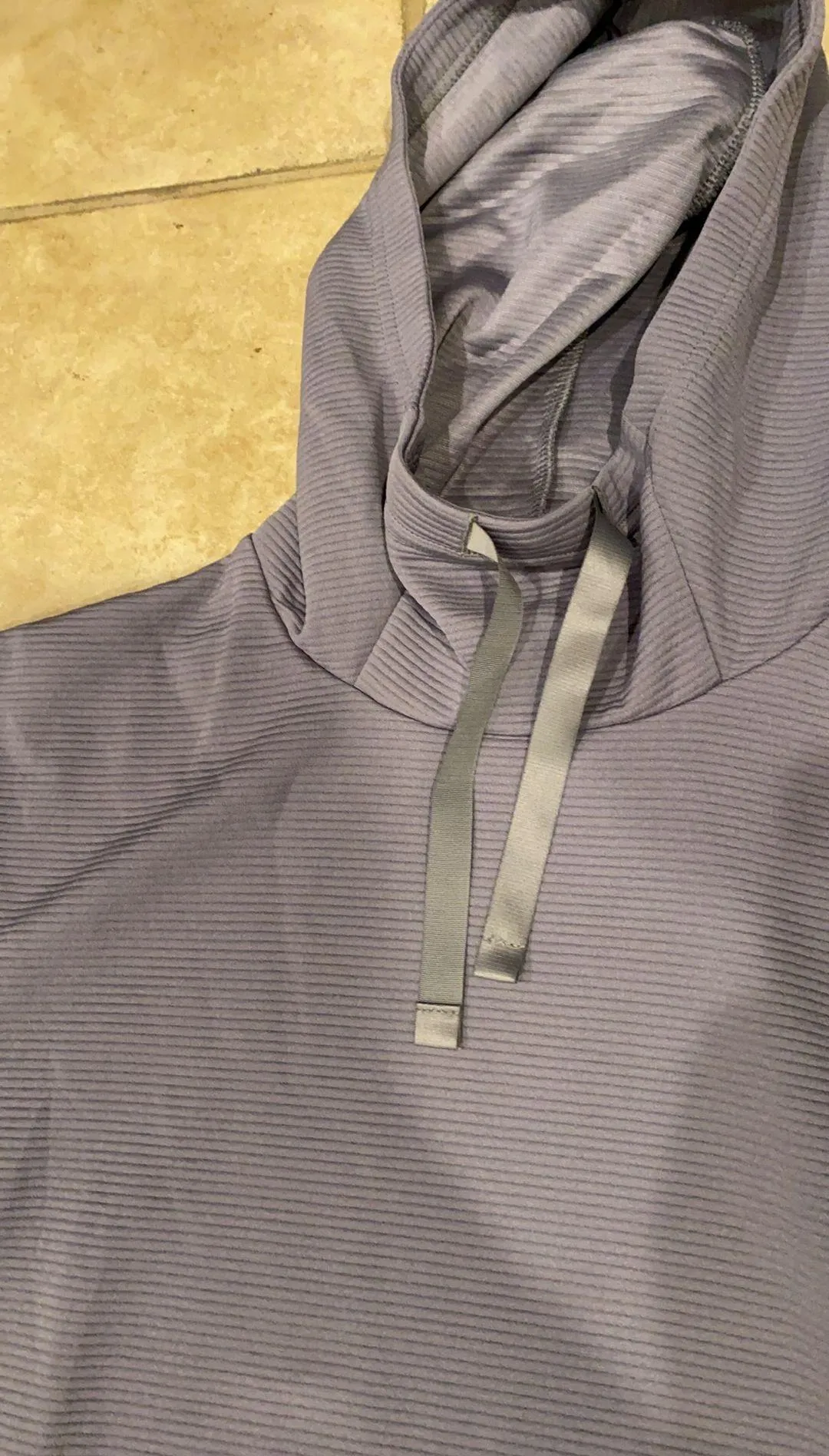 Gray Ribbed Funnel Neck Hoodie - Image 4