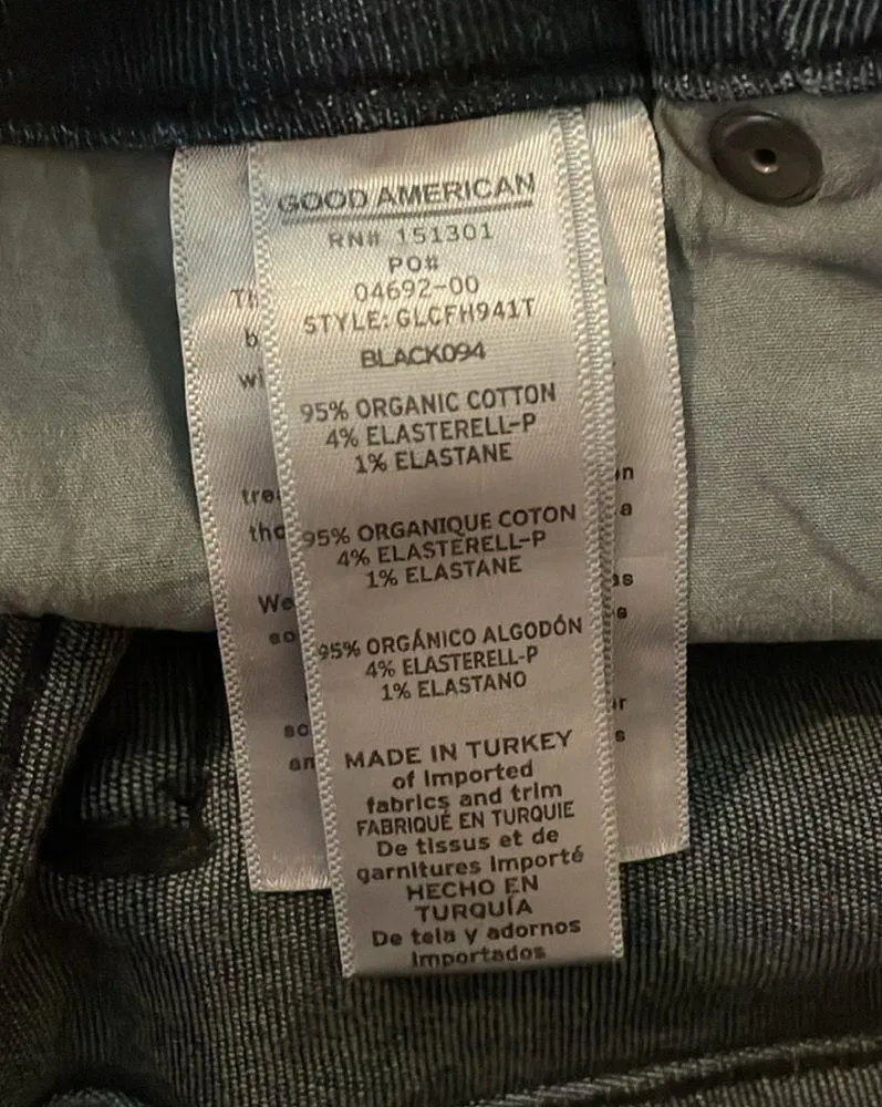 Good American Good Legs Frayed Hem Dark Wash Blue Skinny Jeans Size 0/25 - Image 4