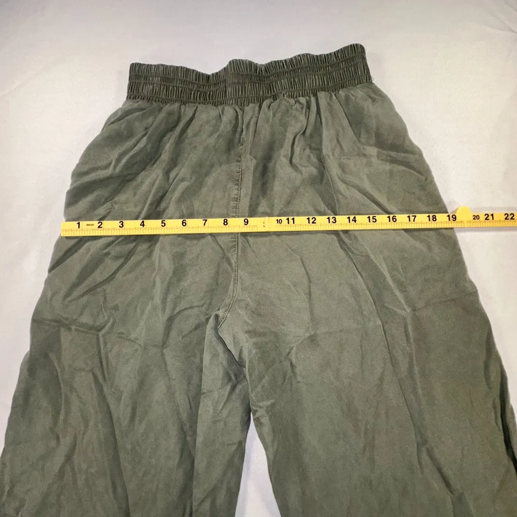One 5 One - Army Green Gaucho Capri Pants Women's Size Medium Palazzo Cullotes - Image 6