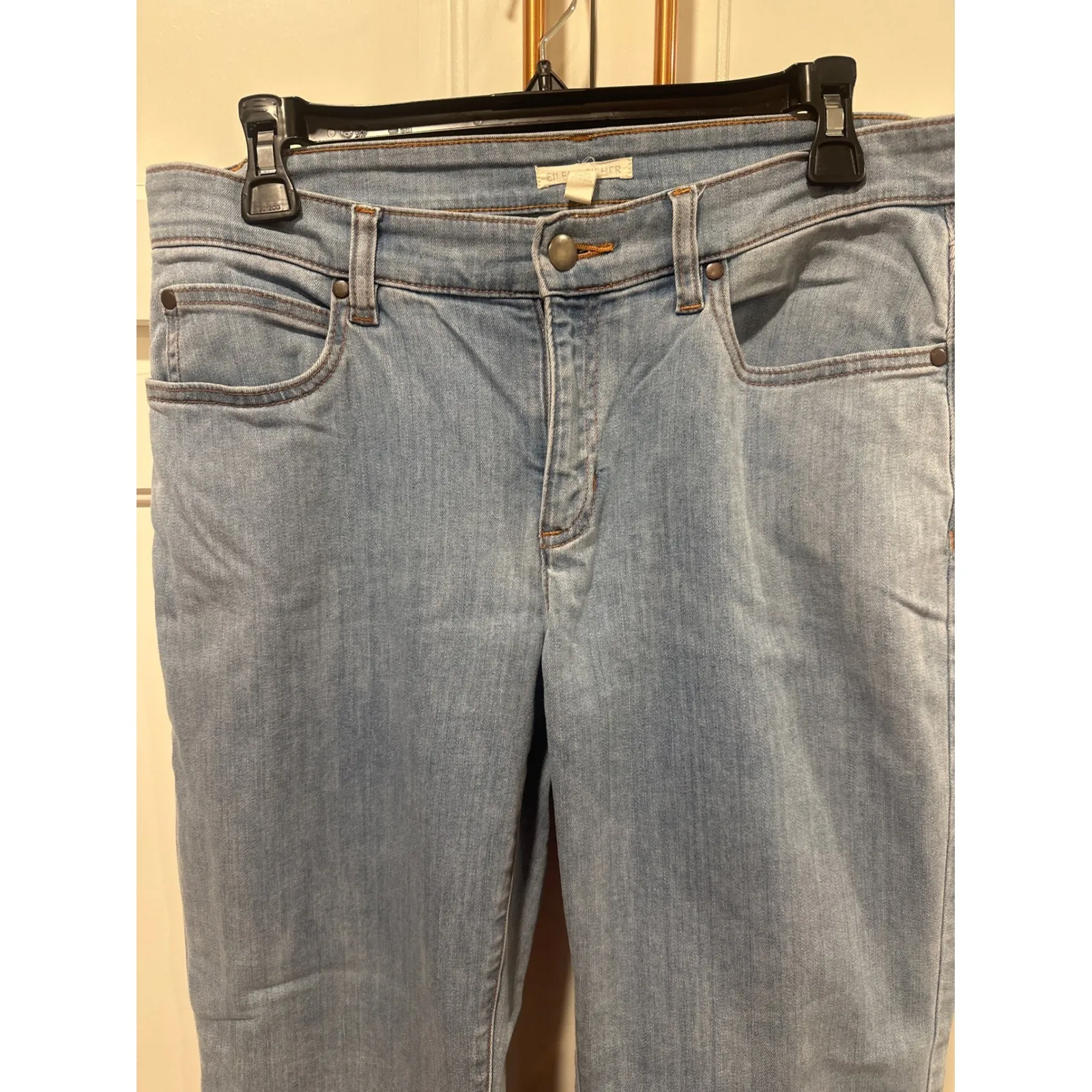 Eileen Fisher Womens Light Wash Straight Leg Jeans Size 8 organic cotton casual - Image 2