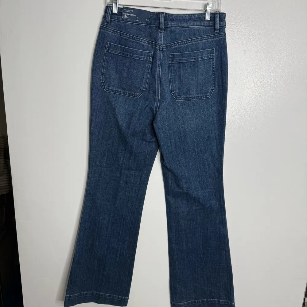 NWT Talbots Flawless High Waist Flare Jeans In Nova Wash Blue Full Length Size 6 - Image 7